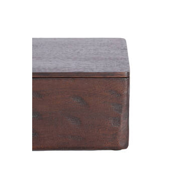 Deco box 12x12x8 cm TIZA hout donker bruin