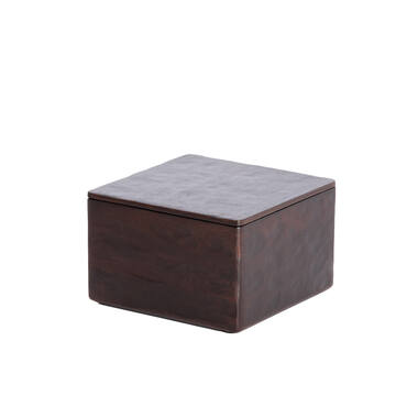 Deco box 16x16x10 cm TIZA hout donker bruin