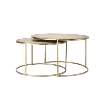 Salontafel S/2 Ø65x39+Ø75x45 cm TALCA licht goud