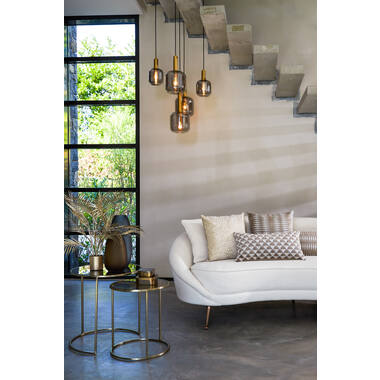 Bijzettafel S/2 Ø40x45+Ø50x52 cm DUARTE gls bruin+licht goud