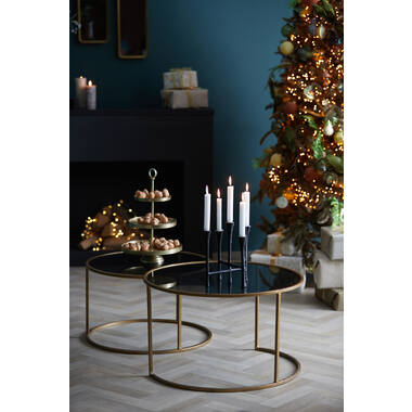 Salontafel S/2 Ø65x39+Ø75x44 cm DUARTE smoke glas-goud