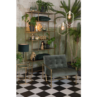 Cabinet open 100x35x203 cm YLAYA matt black-gold