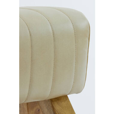 Bank 90x31x46 cm RAMY leer zand+hout naturel