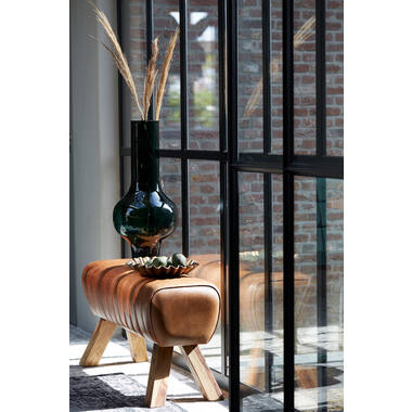 Bank 90x31x46 cm RAMY leer bruin