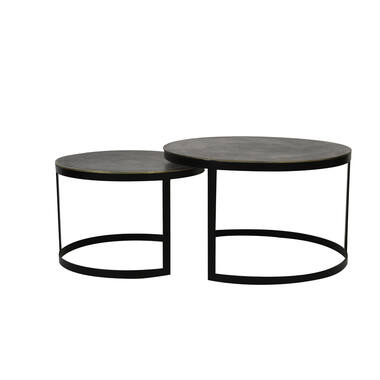 Salontafel S/2 Ø62x41+Ø76x46 cm TRELO antiek brons-zwart