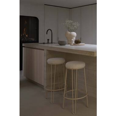 Barkruk Ø41x73 cm ALICE bouclé crème+crème
