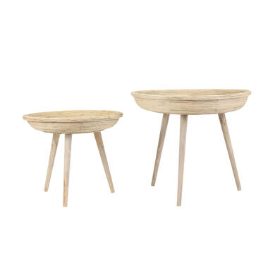Bijzettafel S/2 Ø46x38,5+Ø56x48 cm COLON naturel