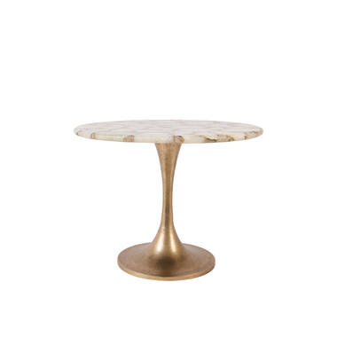 Side table Ø61x41 cm RICKERD agate white+antique bronze