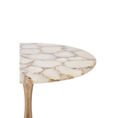 Side table Ø61x41 cm RICKERD agate white+antique bronze