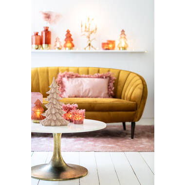 Salontafel Ø76x36 cm RICKERD wit marmer+antiek brons