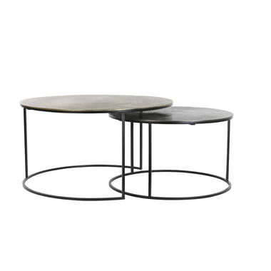 Salontafel S/2 Ø61x37+Ø76x41 cm PRIMO zwart-brons+mat zwart