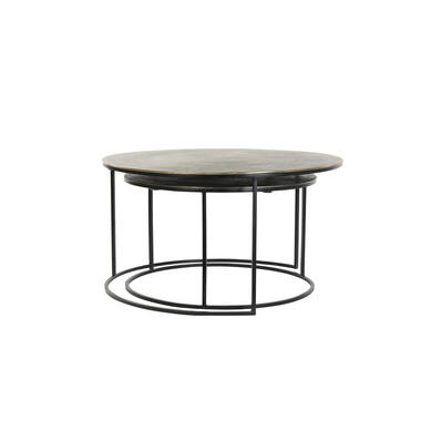 Salontafel S/2 Ø61x37+Ø76x41 cm PRIMO zwart-brons+mat zwart