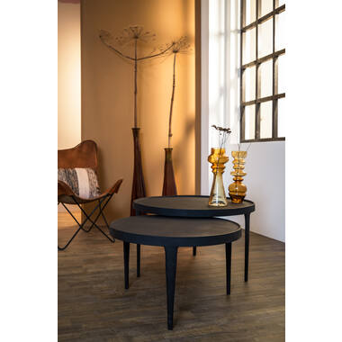 Salontafel S/2 Ø64x39+Ø75x44 cm TOBIAS zwart