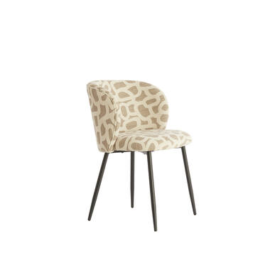 Eetkamerstoel 56x55x79 cm ELYNA taupe+beige-mat zwart