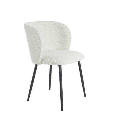Eetkamerstoel 56x55x79 cm ELYNA bouclé crème-mat zwart