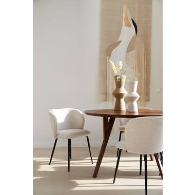 Eetkamerstoel 56x55x79 cm ELYNA bouclé crème-mat zwart