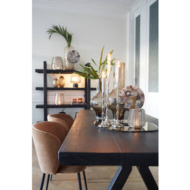 Eetkamerstoel 56x55x79 cm ELYNA velvet bruin-mat zwart