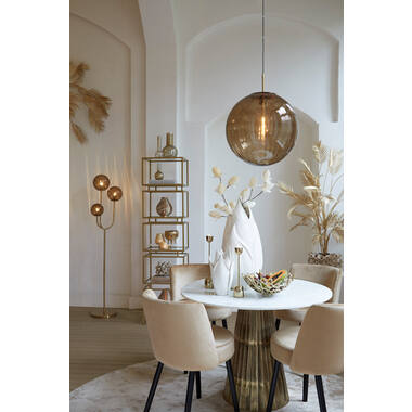 Tafel Ø100x78 cm LEYDA marmer wit-antiek brons