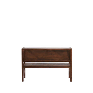 Side table 119x41x80 cm YUKI acacia hout donker bruin+glas