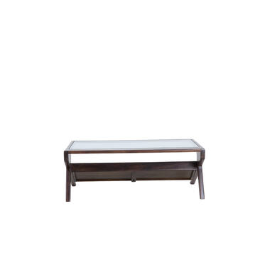 Coffee table 112x70x41 cm YUKI mango wood choco brown+glass