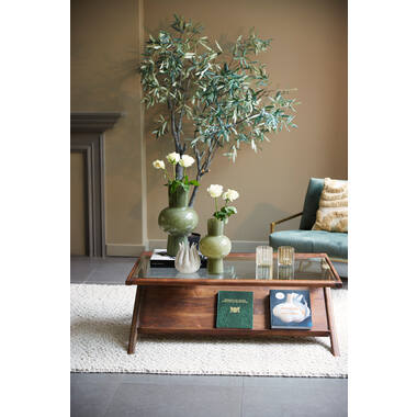 Salontafel 112x70x41 cm YUKI acacia hout donker bruin+glas