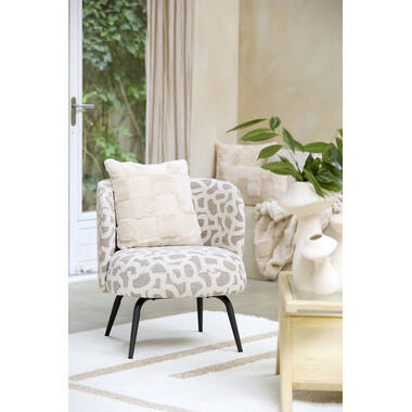 Stoel 68x67x72 cm DIEYDA taupe+beige-mat zwart