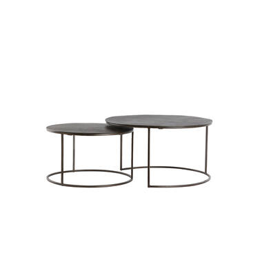 Coffee table S/2 Ø61x37+Ø76x41 cm TALCA dark brown