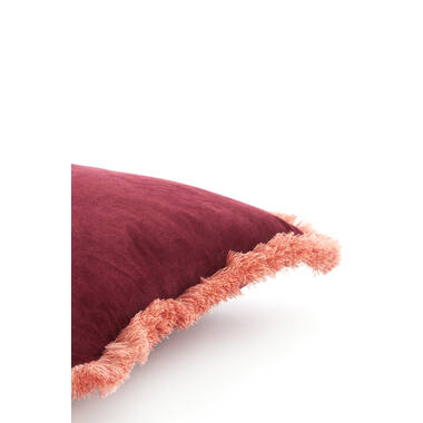 Kussen 45x45 cm LIENA velvet bordeaux-licht roze