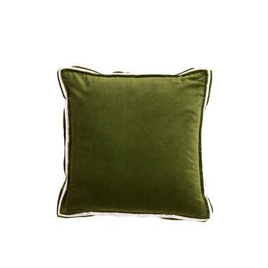 Kussen 45x45 cm BAXLEY velvet donker groen+linnen naturel