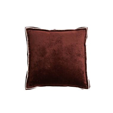 Kussen 45x45 cm BAXLEY velvet donker bruin+linnen naturel