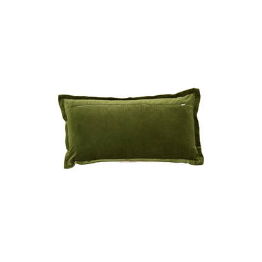 Kussen 60x30 cm BAXLEY velvet donker groen+linnen naturel