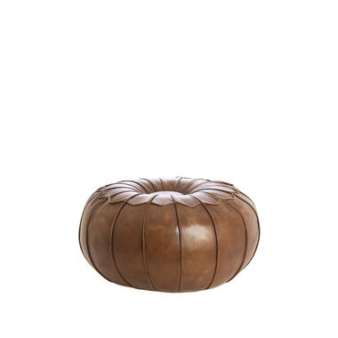 Pouf Ø58x32 cm CALIMA leather brown