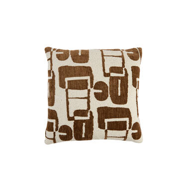 Cushion 45x45 cm LYSS dark brown+cream feather filled