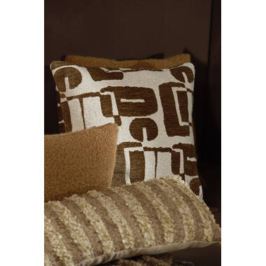 Cushion 45x45 cm LYSS dark brown+cream feather filled