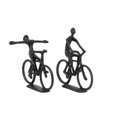 Ornament S/2 24x18x22+24x7x25 cm CYCLISTS antiek black pearl