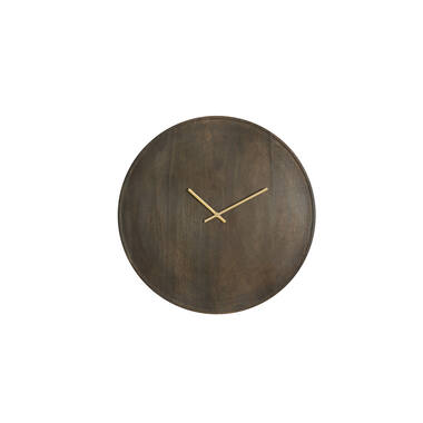 Klok Ø56 cm VETI mango hout donker bruin+goud