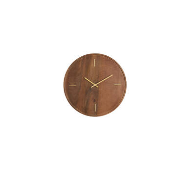 Klok Ø41 cm VETI mango hout bruin+goud