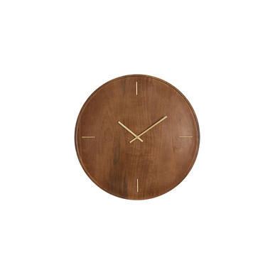 Klok Ø56 cm VETI mango hout bruin+goud