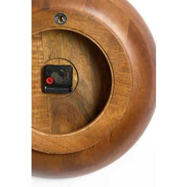 Klok Ø56 cm VETI mango hout bruin+goud