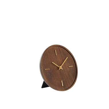 Klok Ø20 cm VETI mango hout bruin+goud