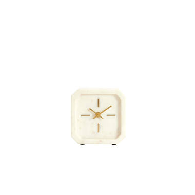 Klok 13x4x13 cm PABLIA marmer wit