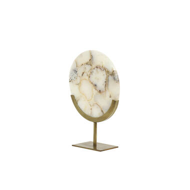 Ornament op voet 25x10x35 cm GOUYA wit agaat+antiek brons