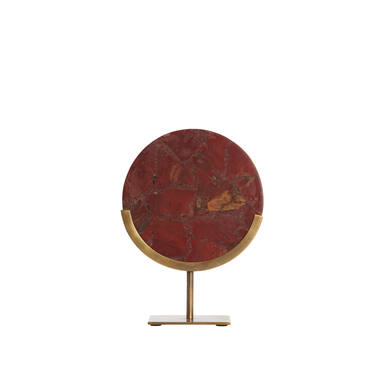 Ornament op voet 25x10x35 cm GOUYA rood agaat+antiek brons