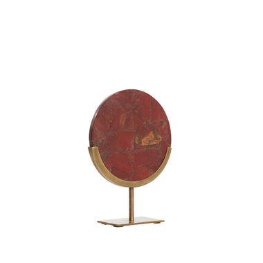 Ornament op voet 25x10x35 cm GOUYA rood agaat+antiek brons