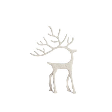 Ornament 27,5x7x39 cm DEER wit+grijs