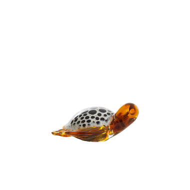 Ornament 15,5x14,5x7 cm TURTLE glass amber+white-black