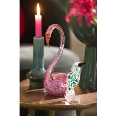 Ornament 17x9,5x29 cm SWAN glas roze