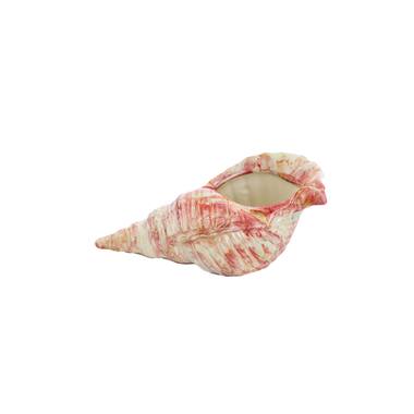 Ornament 30x15x11,5 cm SHELL keramiek crème+rood+geel