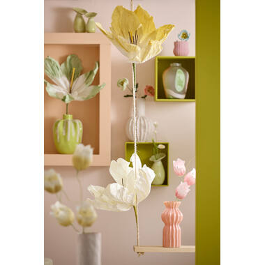 Artificial flower 32x32x120 cm LOEK paper green+yellow