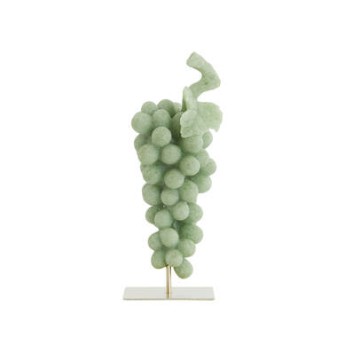 Ornament on base 15x13x35 cm GRAPE green+antique bronze